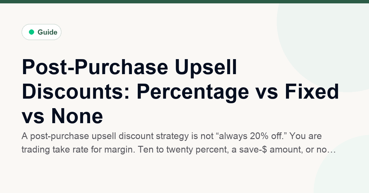 Post-Purchase Upsell Discounts: Percentage vs Fixed vs None